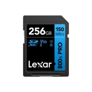 LEXAR CARTE SD SD800P 256GB Professional 800x PRO SDXC™ UHS-I cards,up to 150MB/s read 45MB/s 12M
