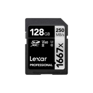 LEXAR CARTE SD SD1667X 128GB Professional 1667x SDXC™ UHS-II cards,up to 250MB/s read 120MB/s wr 12M