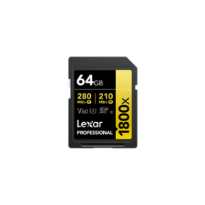 LEXAR CARTE SD SD1800X 64GB Professional 1800x SDXC™ UHS-II cards,up to 280MB/s read 205MB/s wri 12M
