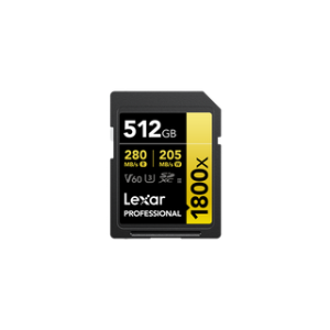 LEXAR CARTE SD SD1800X 512GB Professionl 1800x SDXC™ UHS-II cards,up to 280MB/s read 205MB/s wr 12M