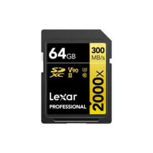 LEXAR CARTE SD SD2000X 64GB Professional 2000x SDHC™ UHS-II cards,up to 300MB/s read 260MB/s wr 12M