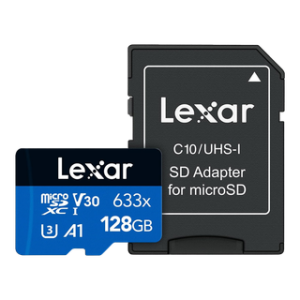 LEXAR CARTE SD MS633X 128GB High-Performance 633x microSDXC™ UHS-I with SD adapter,up to 100M 12M